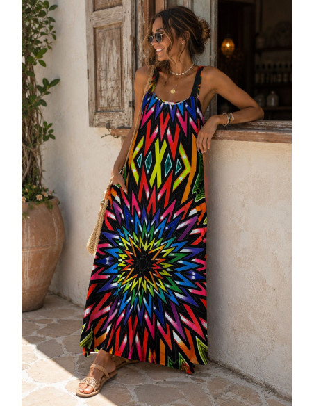 Vestido Largo Estampado en punto seda