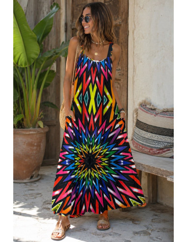 Vestido Largo Estampado en punto seda