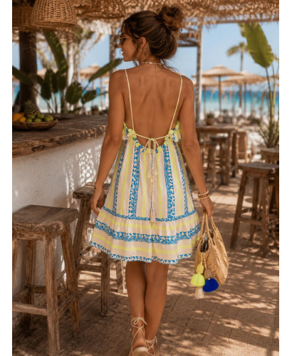 Vestido Corto Étnico flúor con Espalda Descubierta... 2