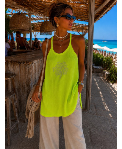 Camiseta Halter Flúor de Canalé con Árbol de la Vida en... 2