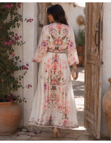 Vestido Largo Romántico en Gasa con Estampado...