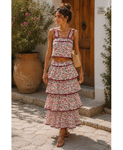 Conjunto de dos piezas con falda de volantes y top... 2