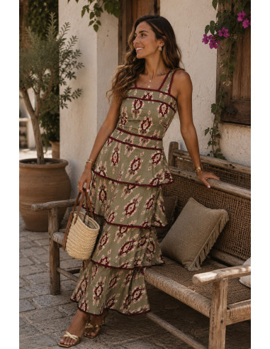 Conjunto de dos piezas con falda de volantes y...