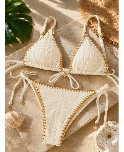 Sujetador de Bikini Texturizado Crudo con Tirantes... 2