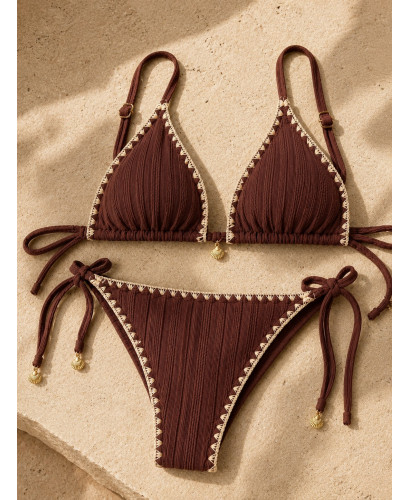 Sujetador de Bikini Texturizado chocolate con Tirantes... 2