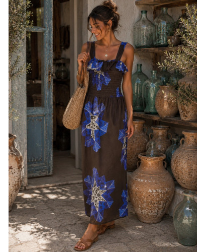 Vestido chocolate y Estampado de Estrellas malva