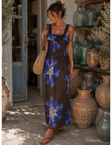 Vestido chocolate y Estampado de Estrellas malva