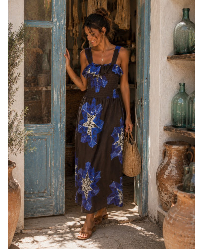 Vestido chocolate y Estampado de Estrellas malva 2