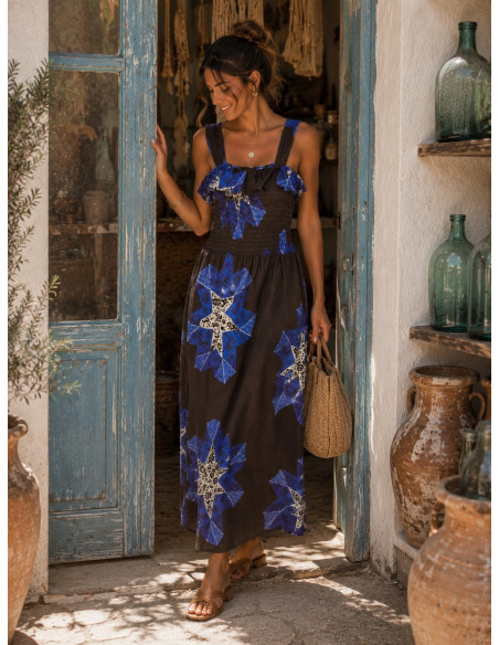 Vestido chocolate y Estampado de Estrellas malva