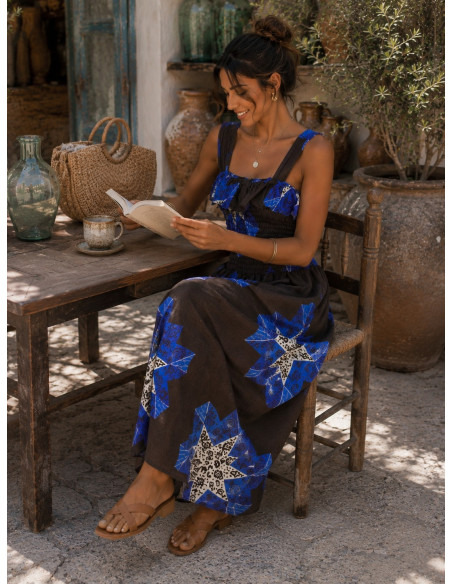 Vestido chocolate y Estampado de Estrellas malva
