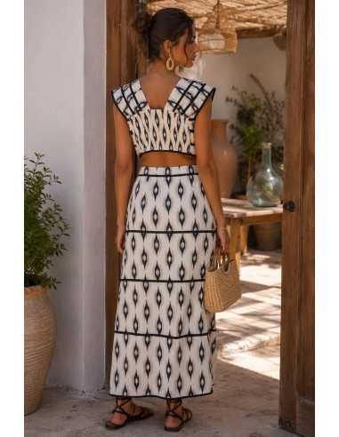 Conjunto de Dos Piezas Estampado Blanco y Negro