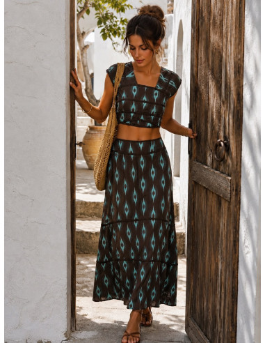 Conjunto de Dos Piezas Estampado chocolate y...