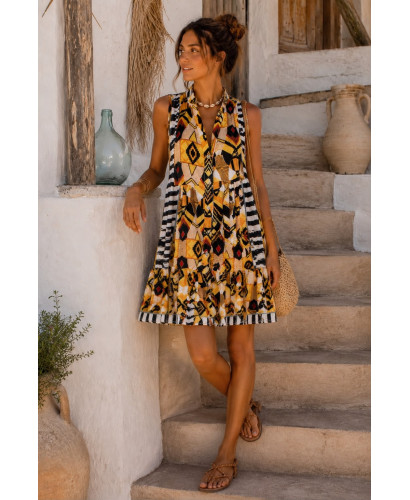 Vestido Corto Babydoll Estampado etnico