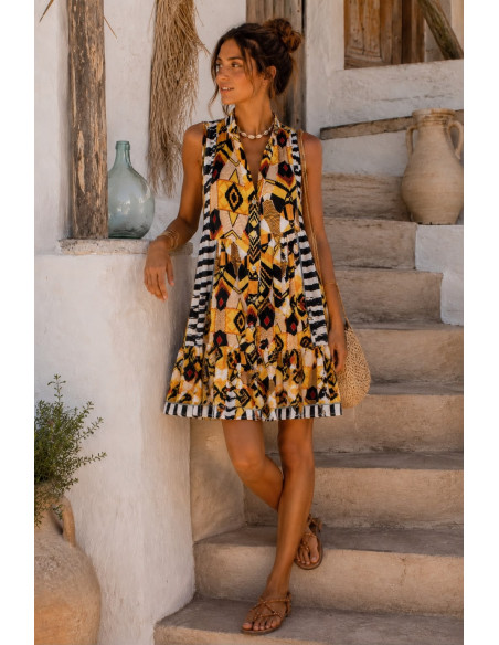 Vestido Corto Babydoll Estampado etnico
