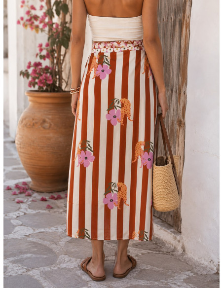 Falda Pareo Estampada a rayas