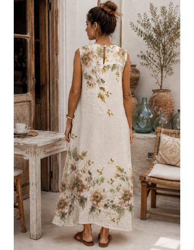 Conjunto de Lino con Vestido Estampado y...