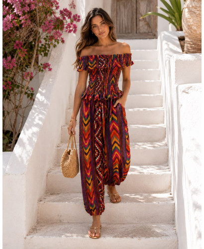 Conjunto de Algodón con Top Nido de Abeja y Pantalón...