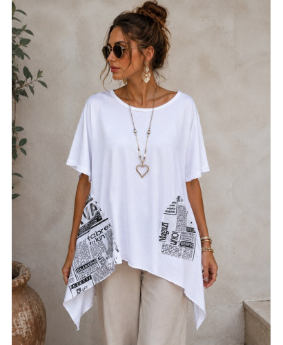 Camiseta blanca evasé con picos 2