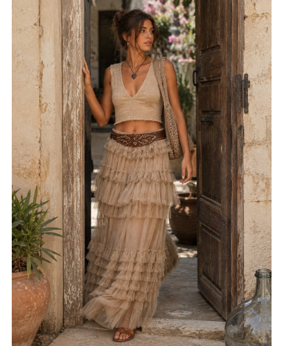 Falda de tul camel 2