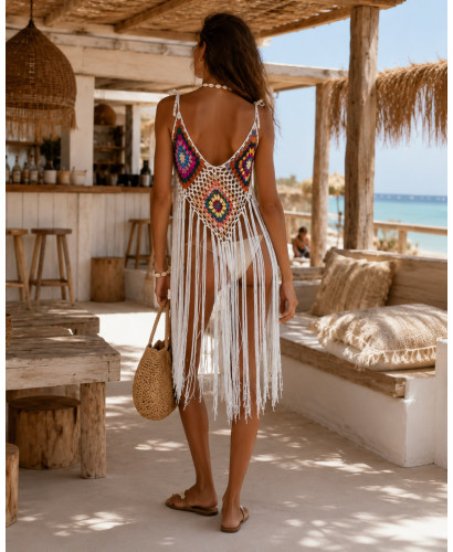 🌈 Top de Crochet Multicolor con Flecos Largos 2