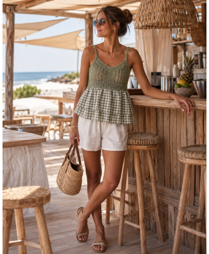 Top de Crochet y Vichy Verde – Estilo Boho Chic 2