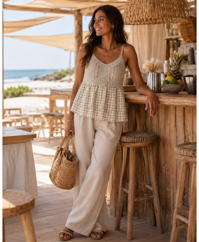 Top de Crochet y Vichy tostado – Estilo Boho Chic 2