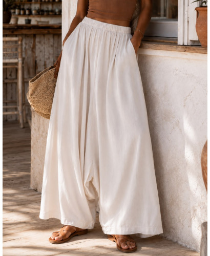 🏖️ Pantalón Baggy Bajo en Blanco Roto con Bolsillos 🏖️ 2