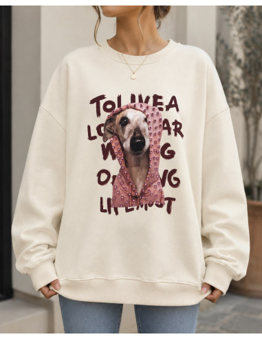 Sudadera Oversize Cruda con Perro y Detalles de...