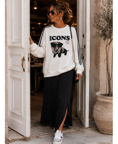 Sudadera Oversize ICONS con Perro de Gafas y Abalorios