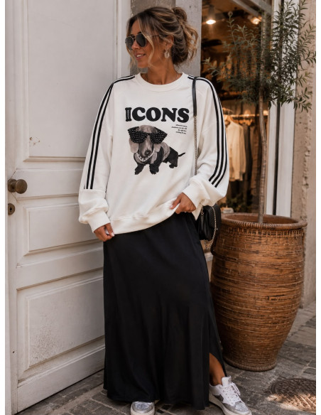 Sudadera Oversize ICONS con Perro de Gafas y Abalorios