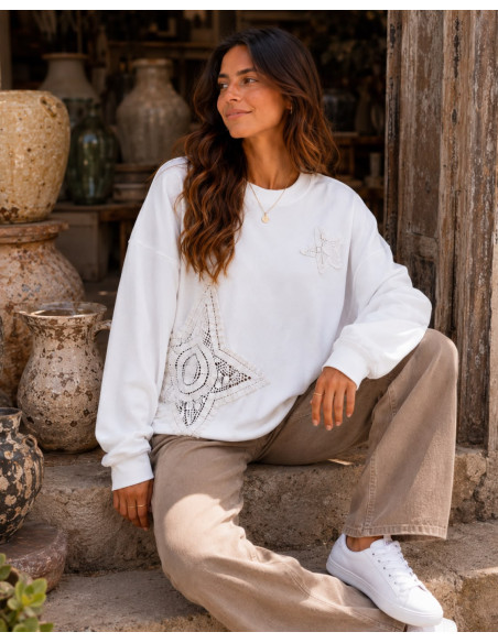 🌟 Sudadera Blanca combinada en Crochet: Estilo y Comodidad Inigualables