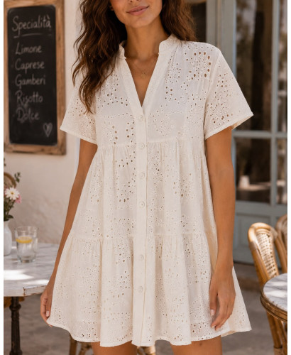 ✨ Vestido Babydoll Batista Bordada Crudo manga corta  ✨ 2