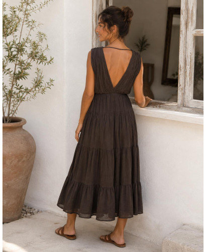 Vestido de Bambula Marrón Chocolate 2