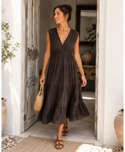 Vestido de Bambula Marrón Chocolate