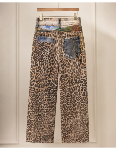 Pantalón Animal Print de Pata Recta con...