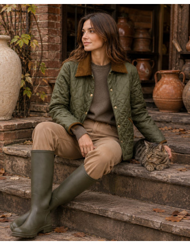 Chaqueta Acolchada Fina con Detalles en Micropana
