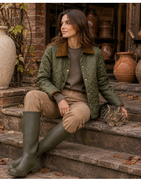 Chaqueta Acolchada Fina con Detalles en Micropana