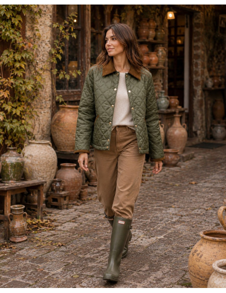 Chaqueta Acolchada Fina con Detalles en Micropana