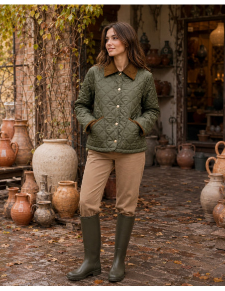 Chaqueta Acolchada Fina con Detalles en Micropana