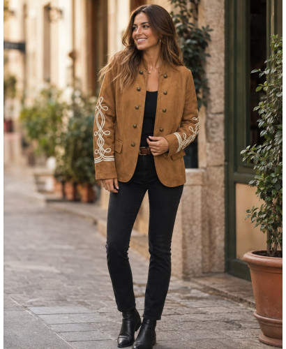Blazer Army de Antelina con Bordados en las Mangas