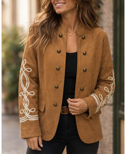 Blazer Army de Antelina con Bordados en las Mangas 2