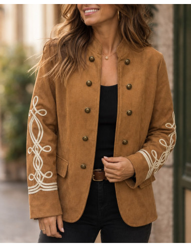 Blazer Army de Antelina con Bordados en las Mangas
