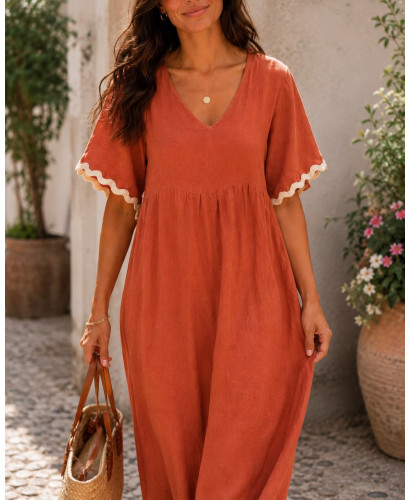 Vestido de Lino Caldera con Ondulina Cruda 2
