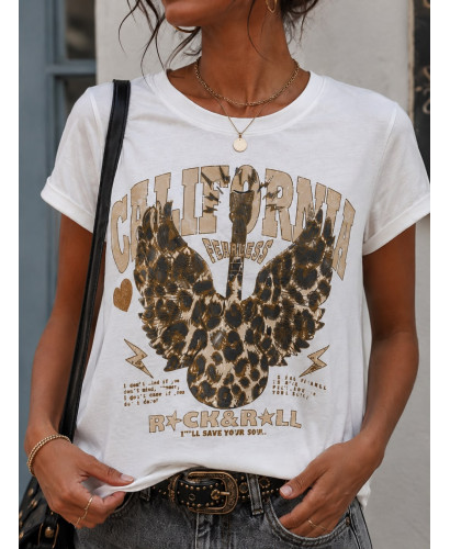 Camiseta blanca CALIFORNIA camel 2