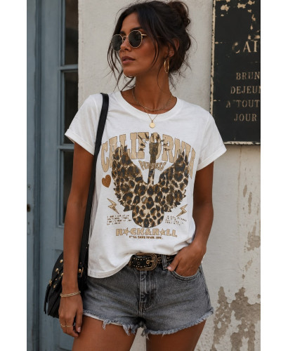 Camiseta blanca CALIFORNIA camel