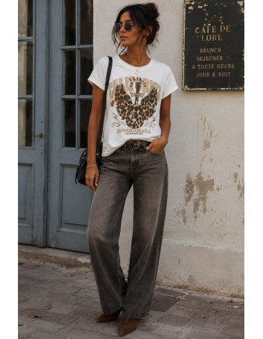 Camiseta blanca CALIFORNIA camel