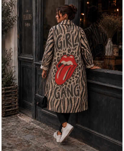 Abrigo de antelina con estampado Rolling