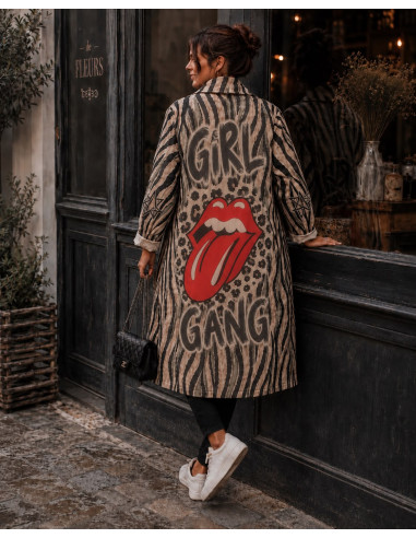 Abrigo de antelina con estampado Rolling