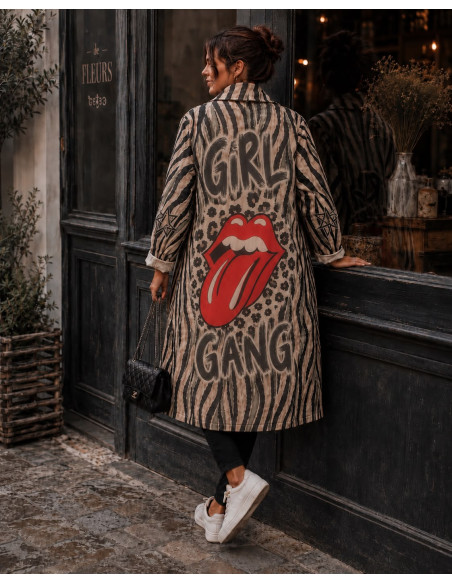Abrigo de antelina con estampado Rolling