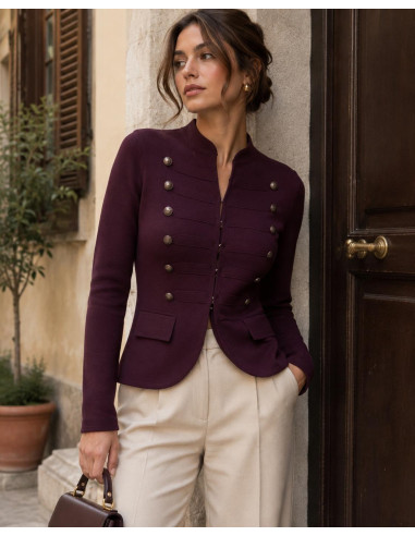 Chaqueta de punto granate estilo napoleónico